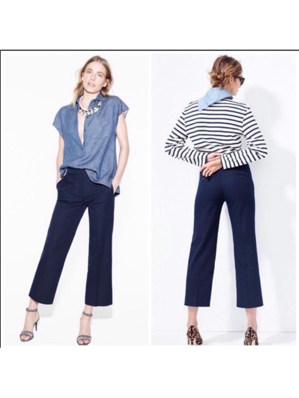 J. Crew Patio Pant in Two way Stretch cotton Navy sz 0